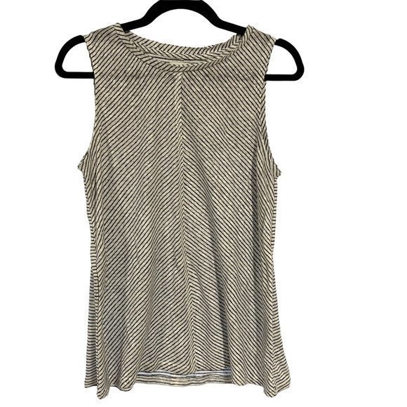 Sundance Mary Kate Black White Striped LinenTop Size Medium - Picture 2 of 8